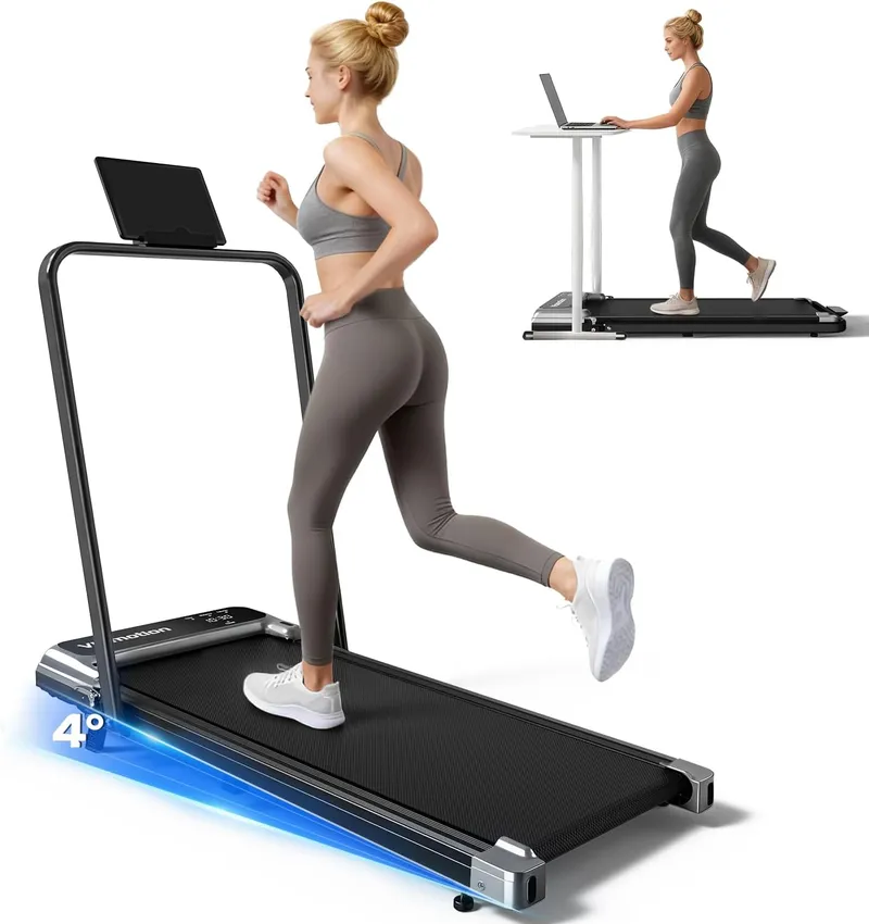 Viamotion Walking Pad Treadmill with Handle Bar and Adjustable Incline